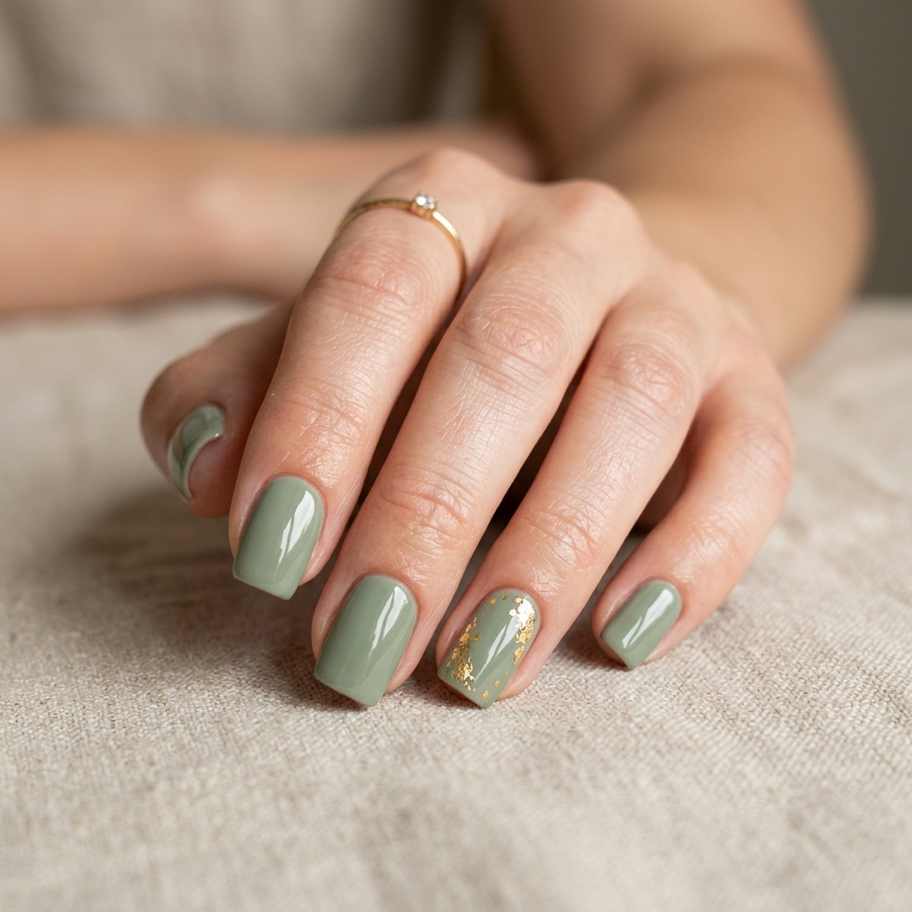 Soft Sage Green Nail Idea