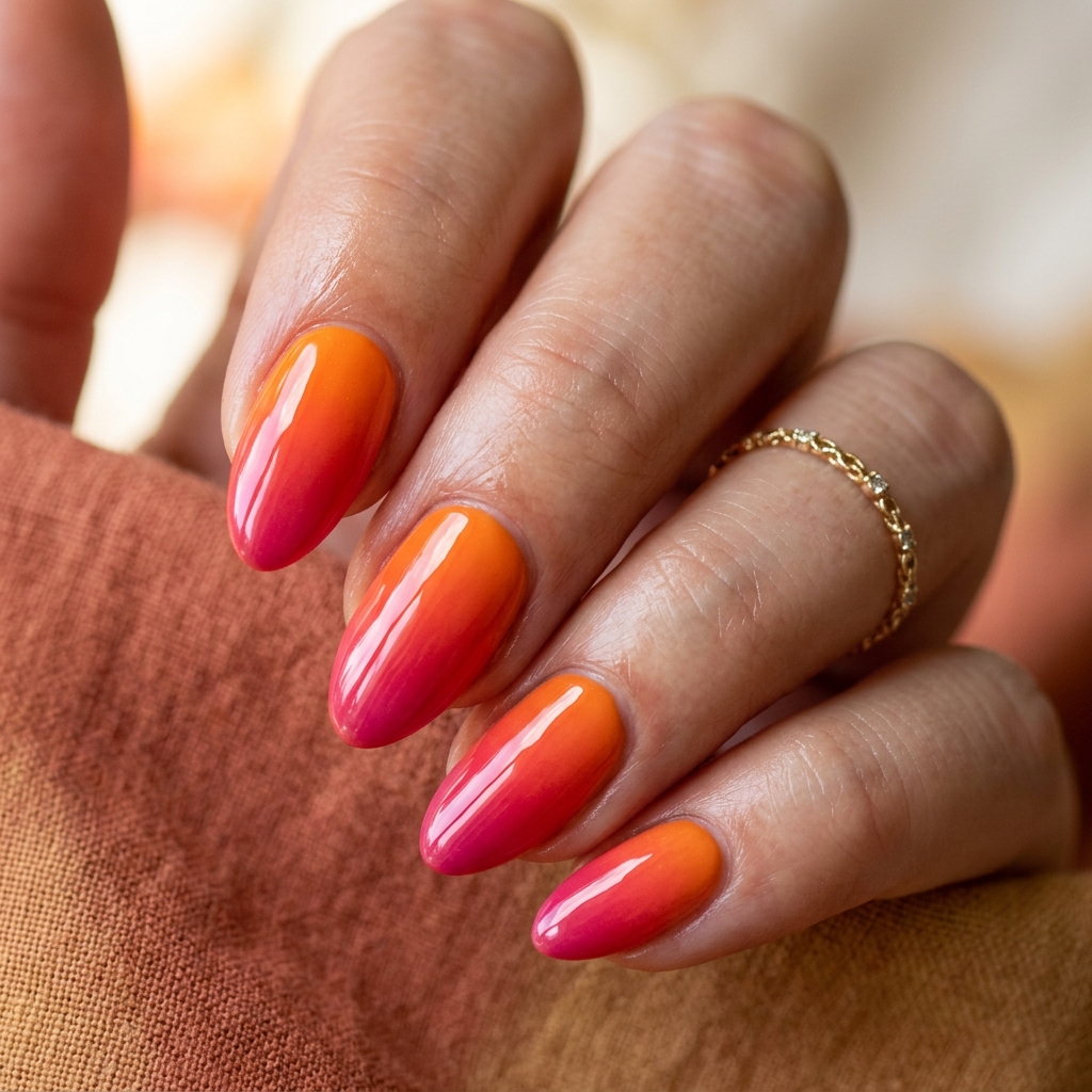 30 Pink and Orange Nails Ideas 20 Glossy Sunset Nail Ideas