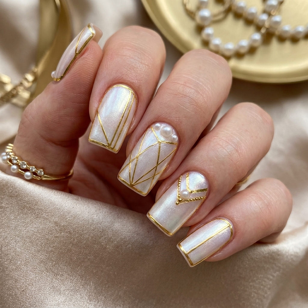 30 Pearl Nails Ideas to Inspire Your Next Manicure 24 Gold and Pearl Nails Ideas