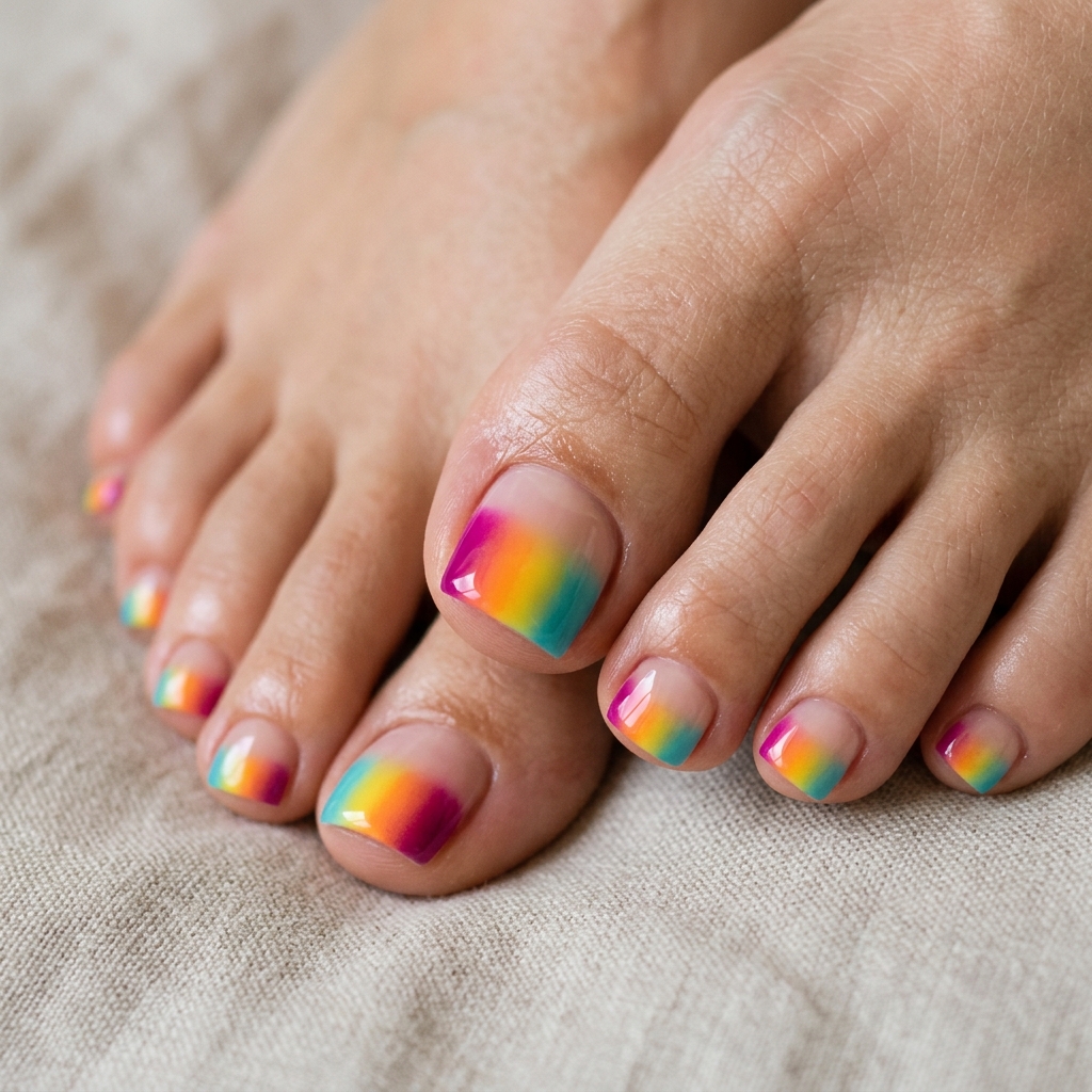 Bold Color French Style Pedicure Ideas