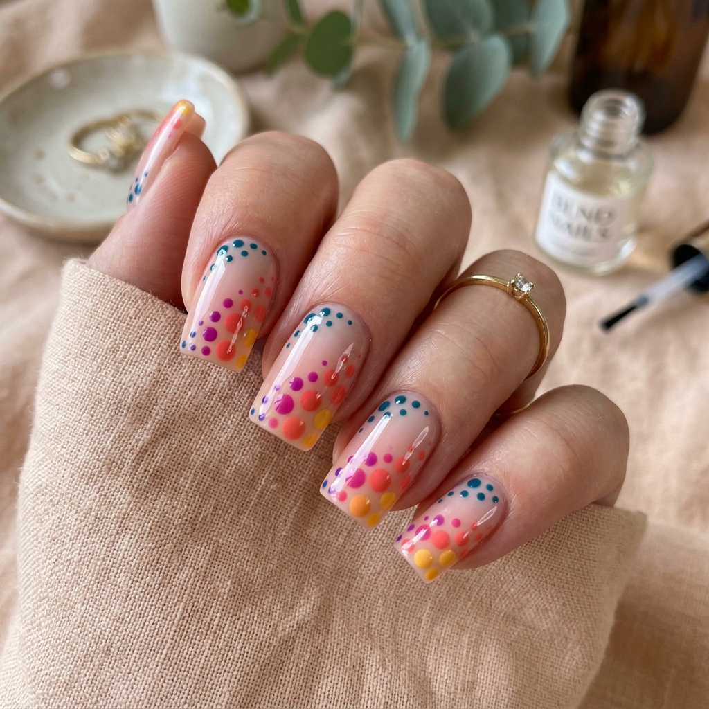 Gradient Polka Dot Nails Idea
