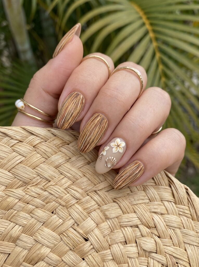 Hawaii Nails Ideas: 30 Ways to Bring Island Beauty to Your Fingertips 23 Grass Skirt Texture Hawaii Nails Ideas