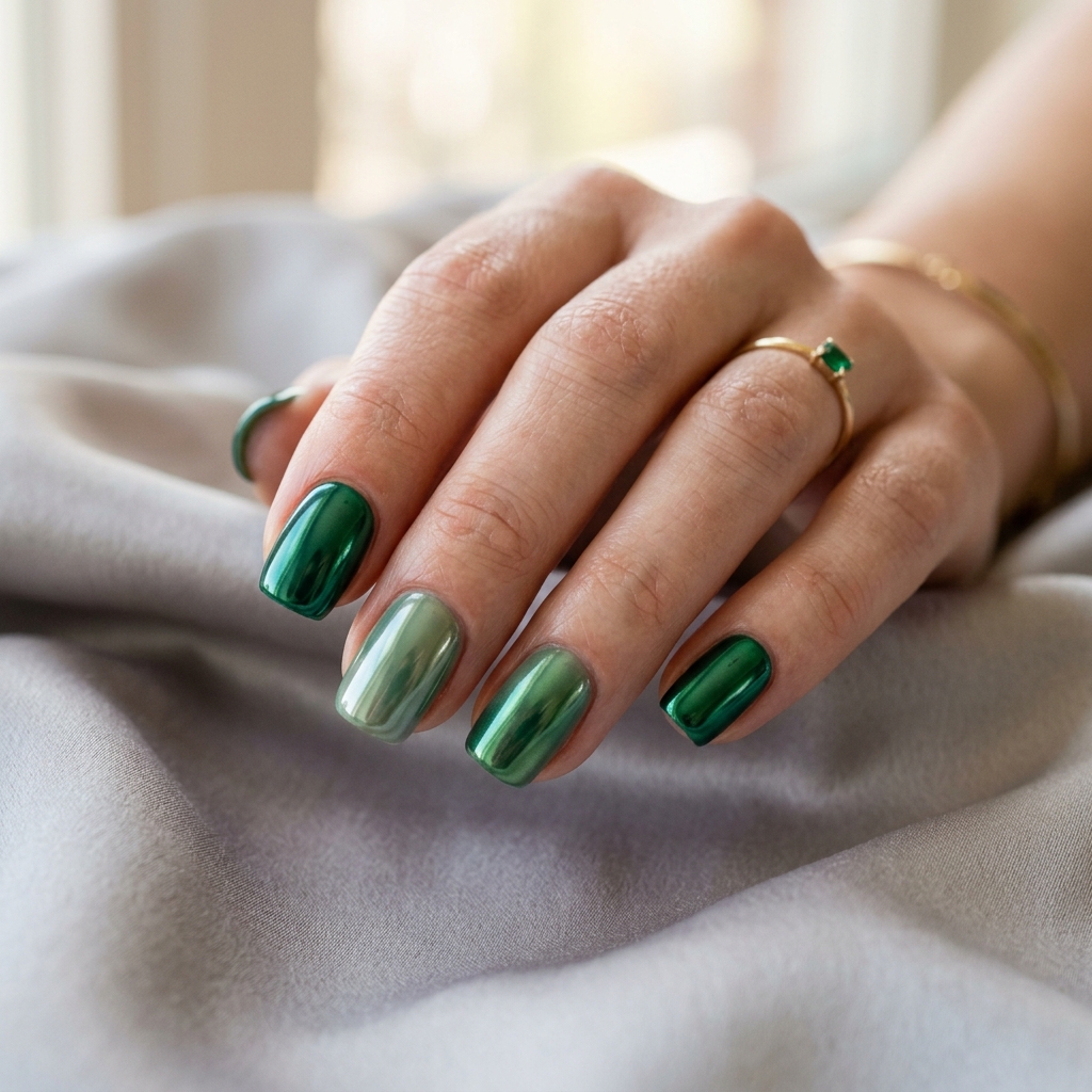 30 Chrome Summer Nails Ideas You'll Want to Try Now 17 Green Chrome Summer Nails Ideas