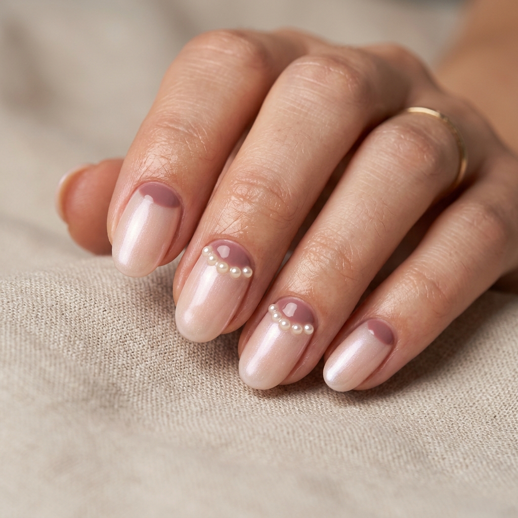 30 Pearl Nails Ideas to Inspire Your Next Manicure 28 Pearl Half Moon Nail Ideas