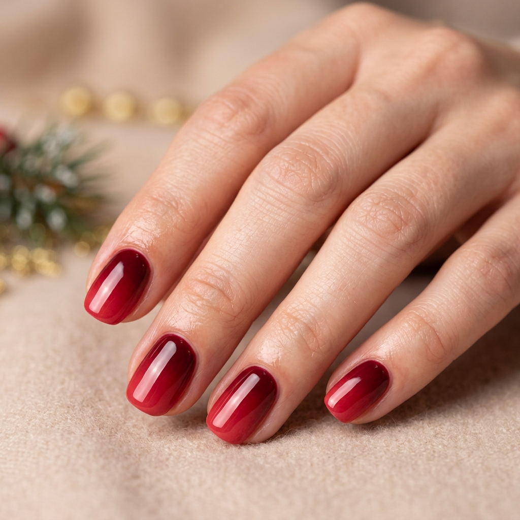 Ombre Red CHRISTMAS Nails Idea
