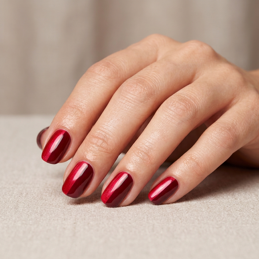 Red Two Tone Nails Idea