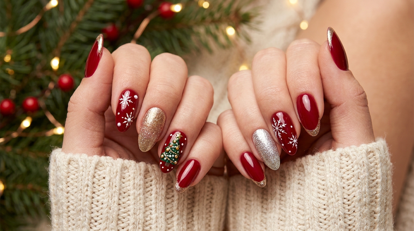 red christmas nails