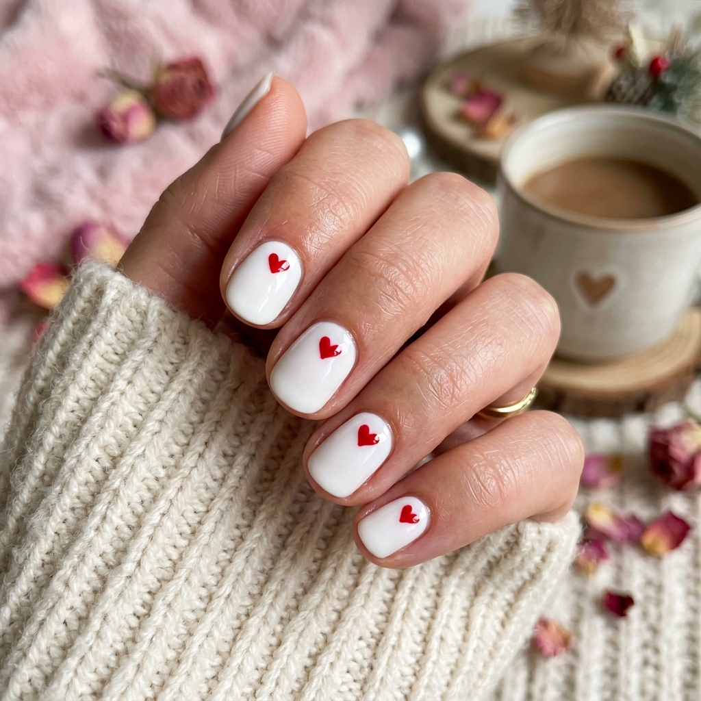 30 Short Round Nails Ideas That Bring Effortless Style to Life 24 Heart Detail Short Round Nail Idea