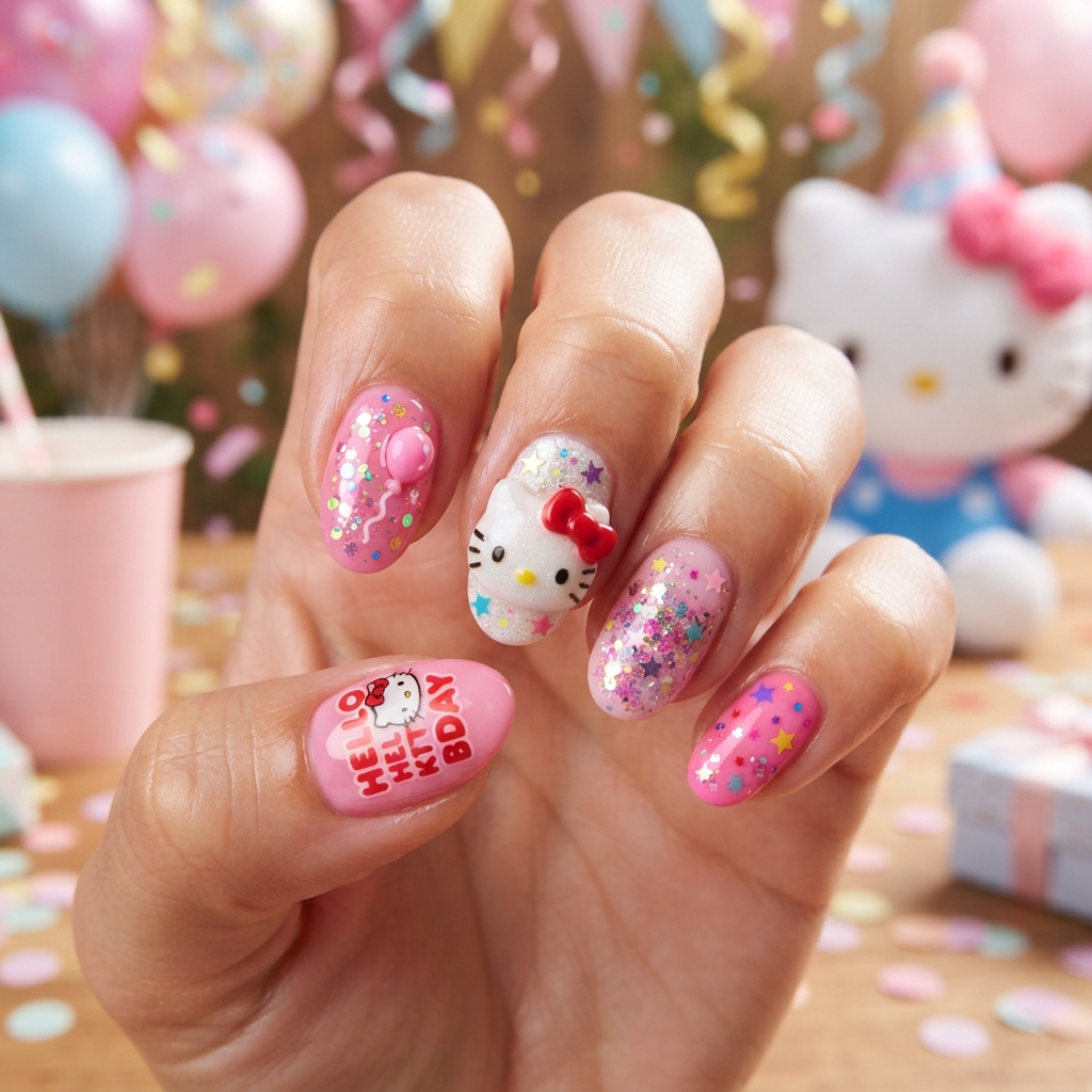 30 Hello Kitty Nails Ideas for Adorable Nail Designs 25 Birthday Hello Kitty Nails Idea