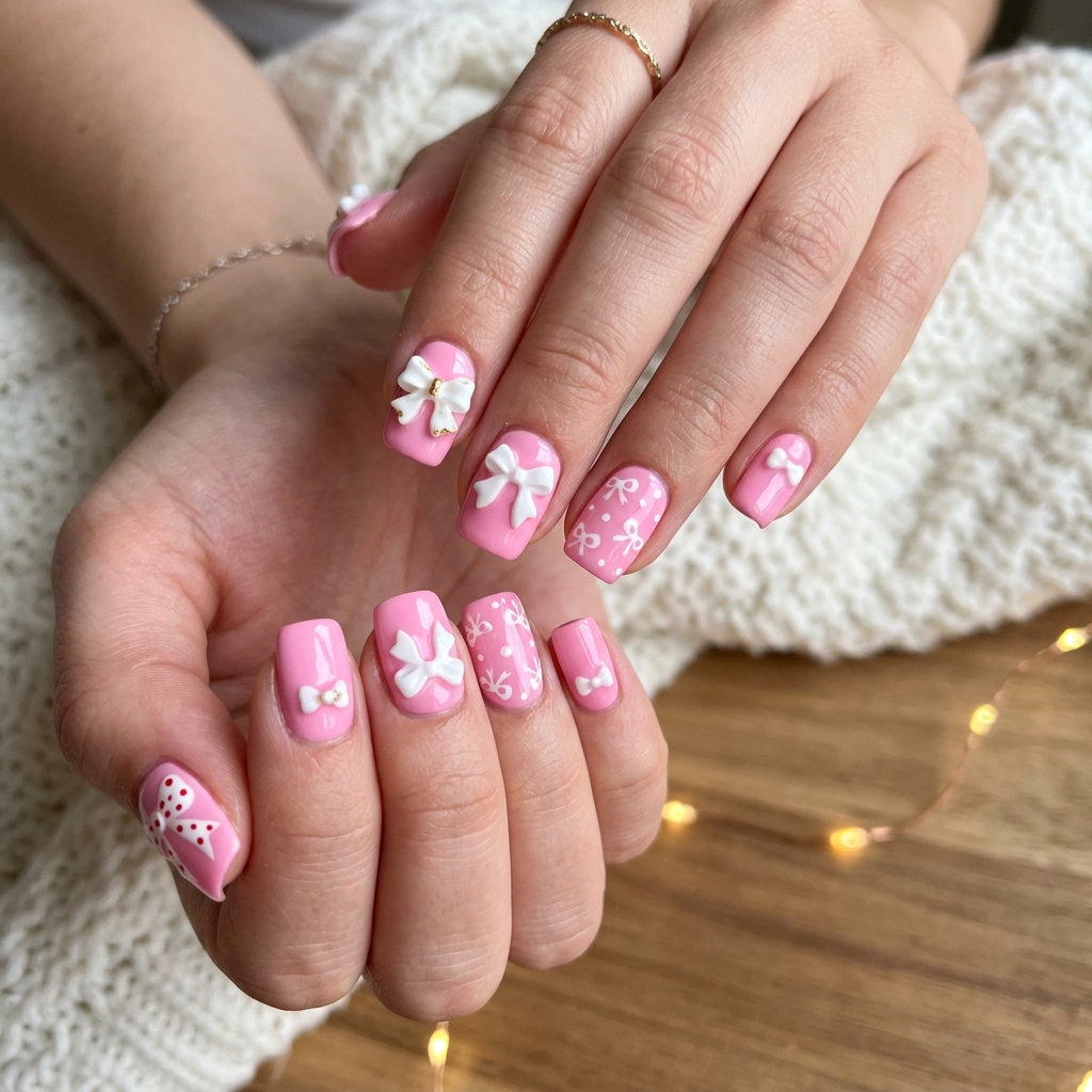 30 Hello Kitty Nails Ideas to Spark Your Next Manicure 20 Hello Kitty Nails With Bows Idea