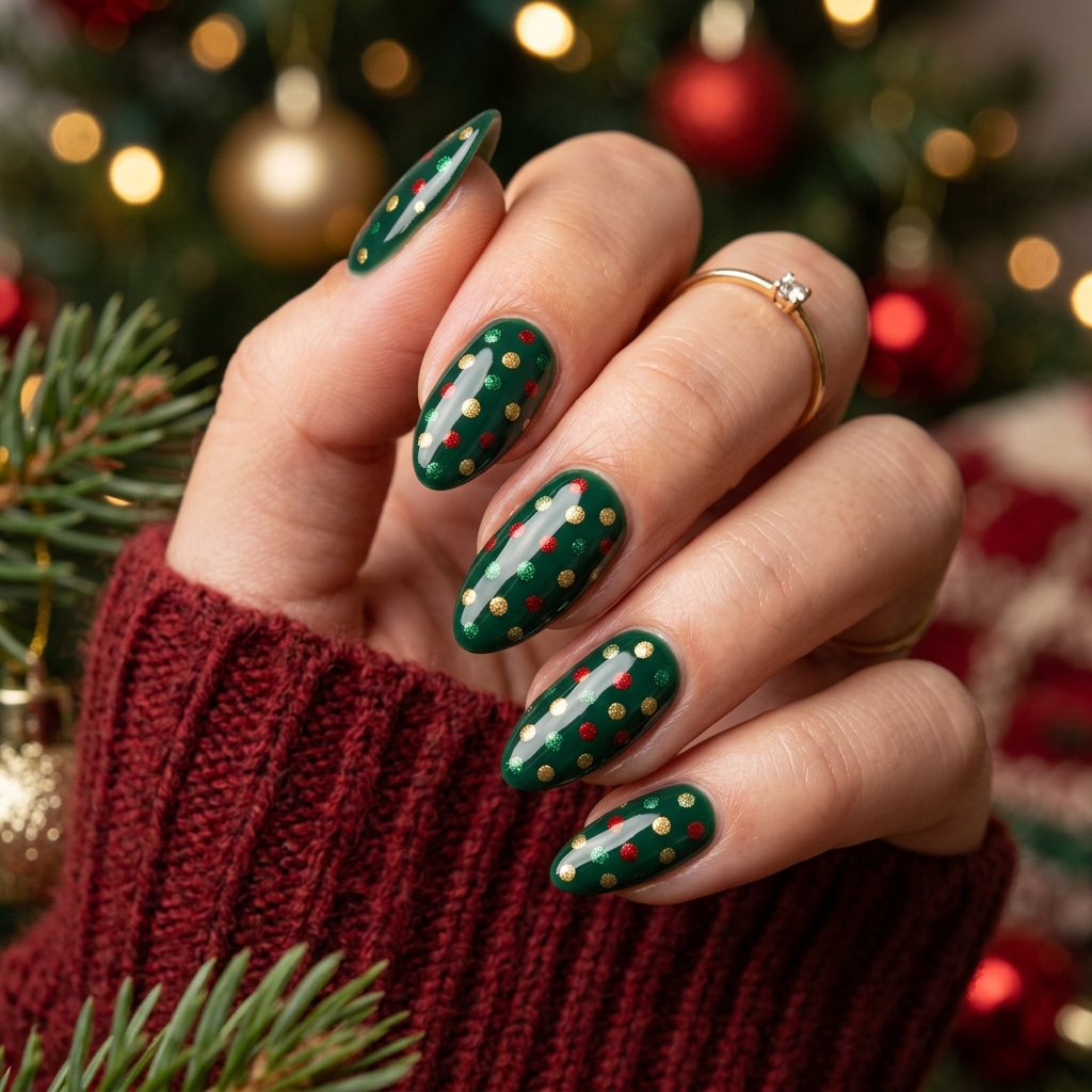 Holiday Polka Dot Nails Idea