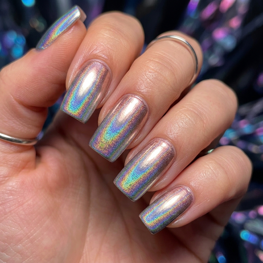 30 Chrome Summer Nails Ideas You'll Want to Try Now 4 Holographic Chrome Summer Nails Ideas