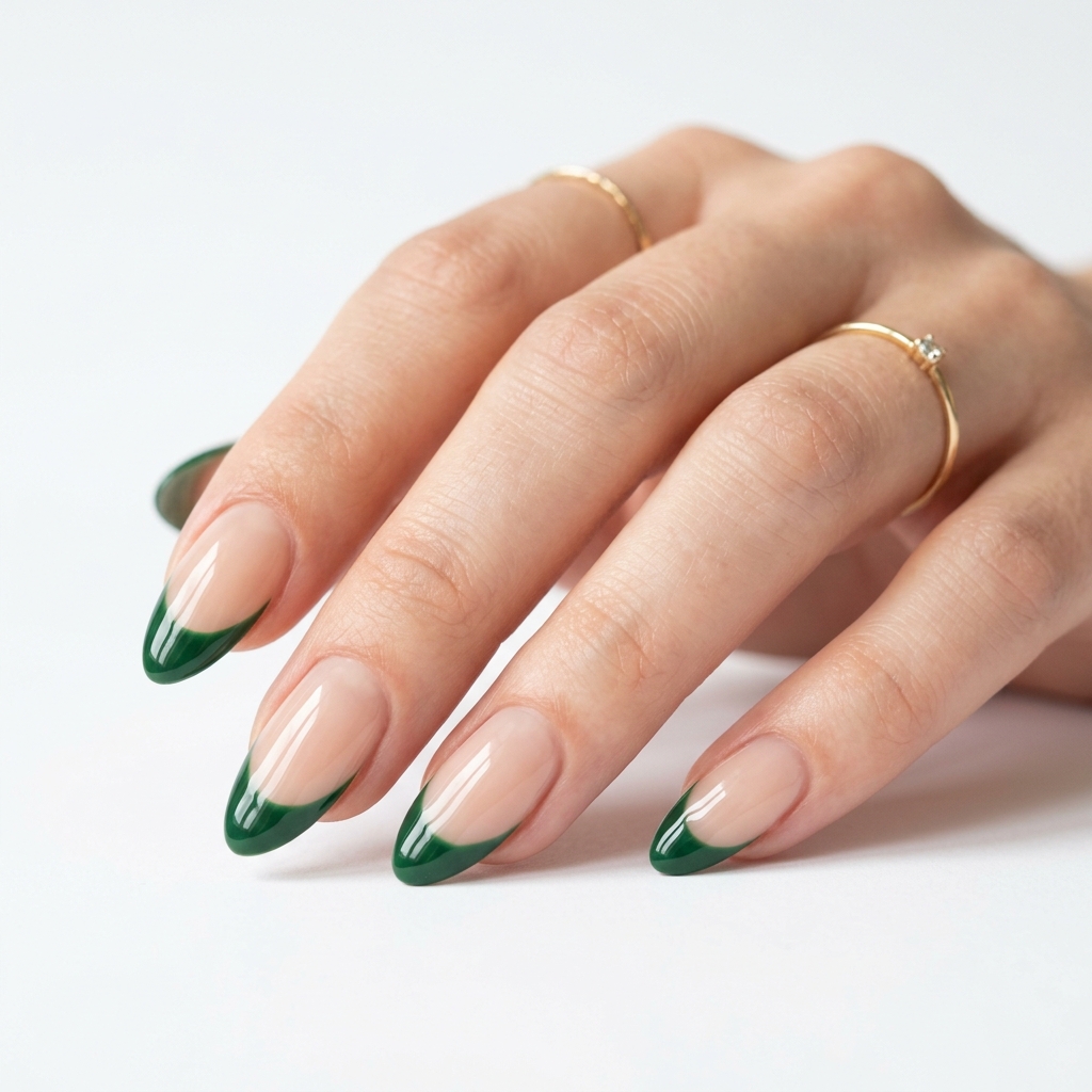 Dark Green French Tip Nails: 30 Stunning Ideas for Your Next Manicure 2 Hunter Dark Green French Tip Nails Ideas