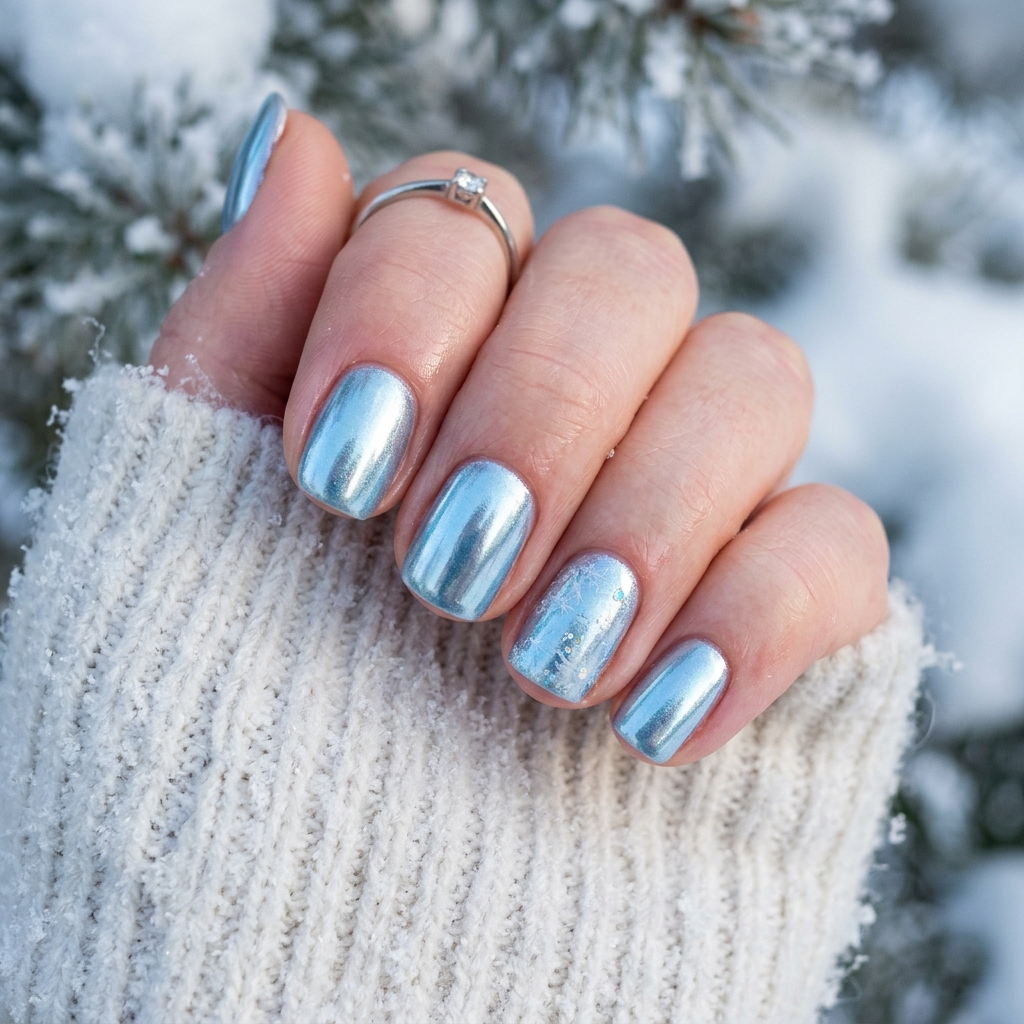 Icy Blue Winter Nail Idea