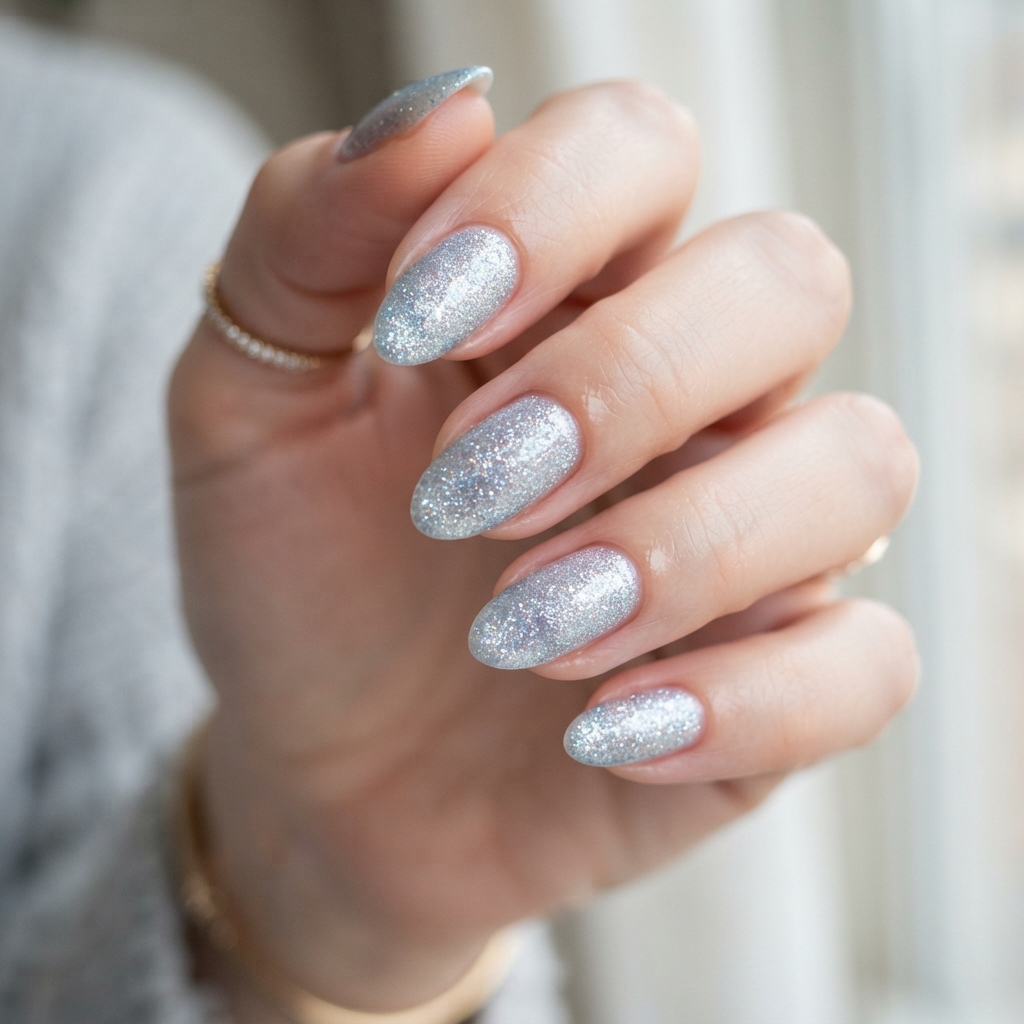 Icy Shimmer Nails Idea