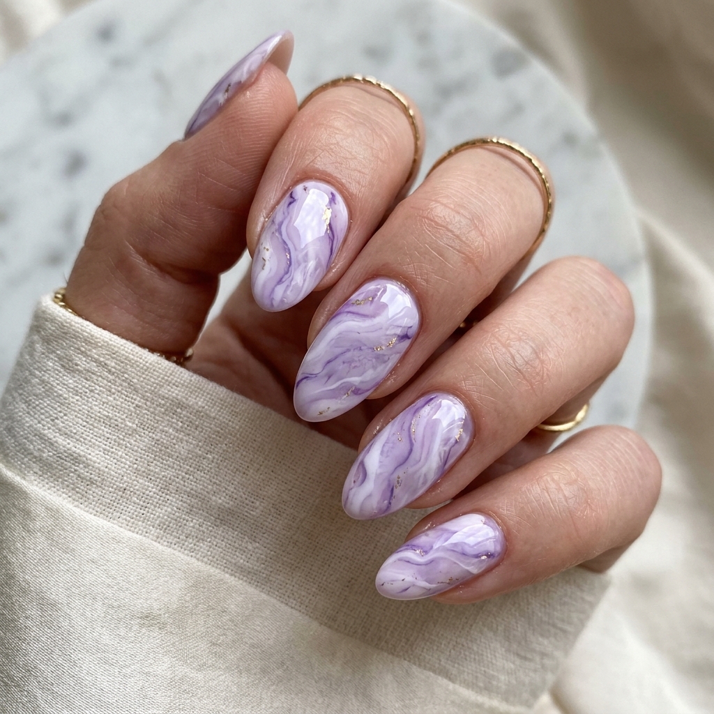 Lavender Marble Nails Ideas