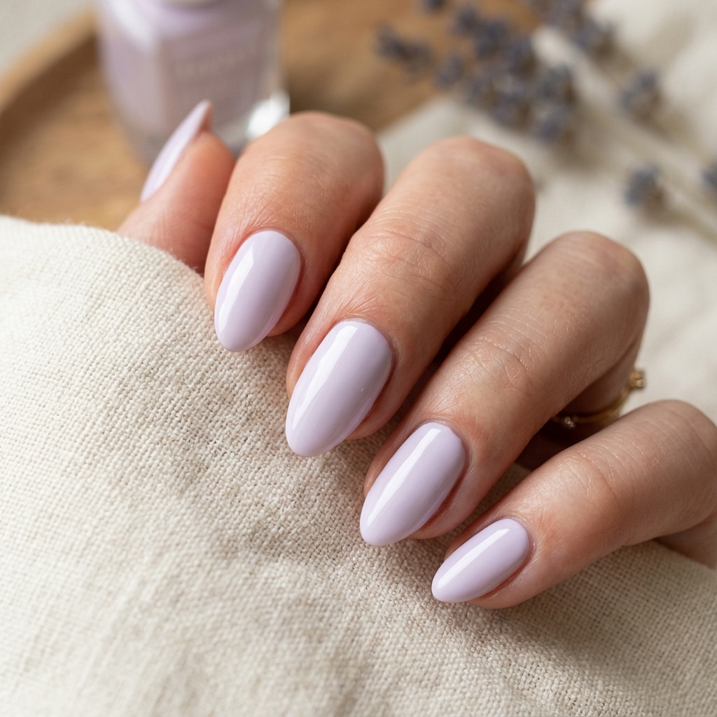 Short Almond Nails Ideas: 30 Elegant Ways to Style a Practical Shape 17 Soft Lavender Short Almond Nails Idea