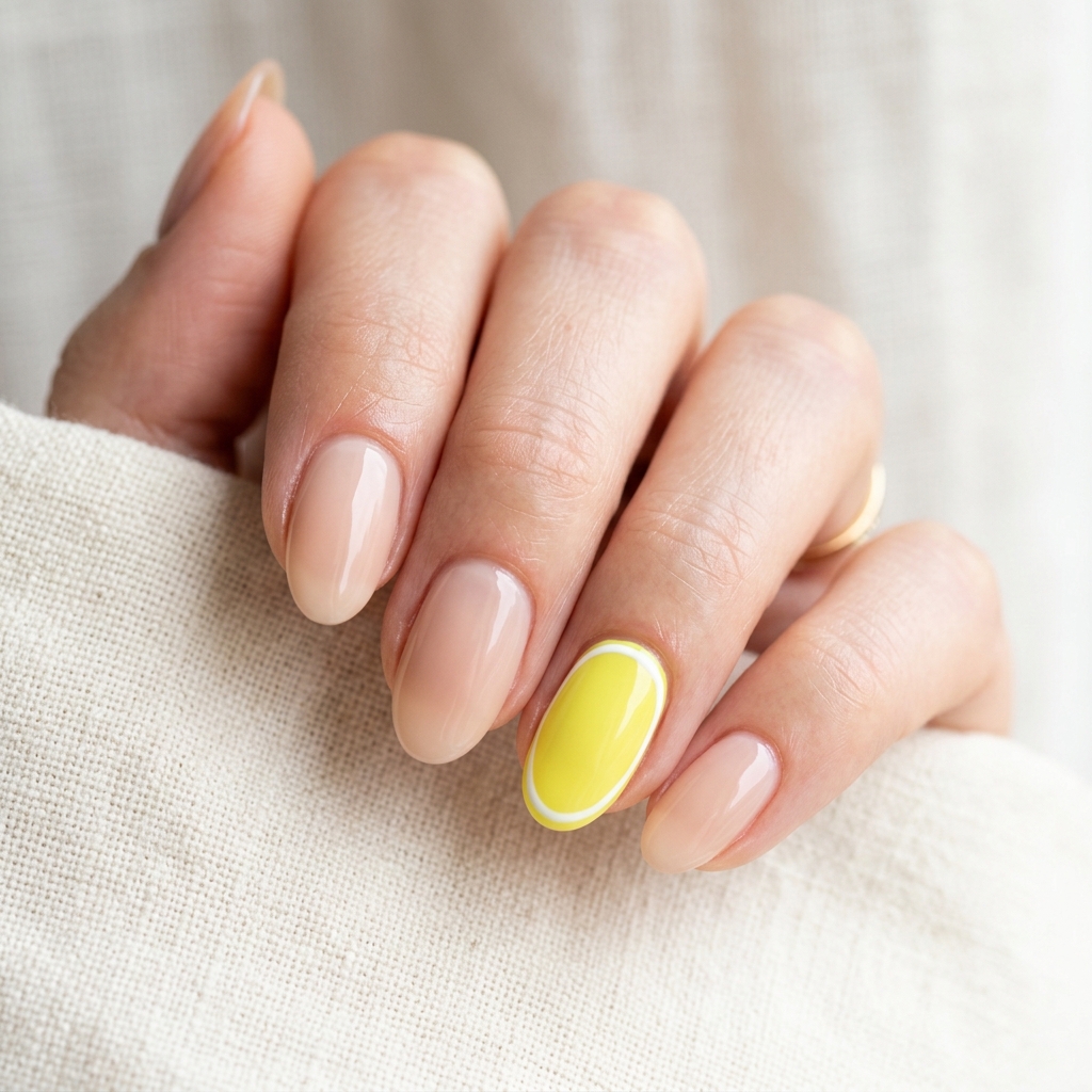 Lemon Yellow Accent June Nails 2026 Ideas