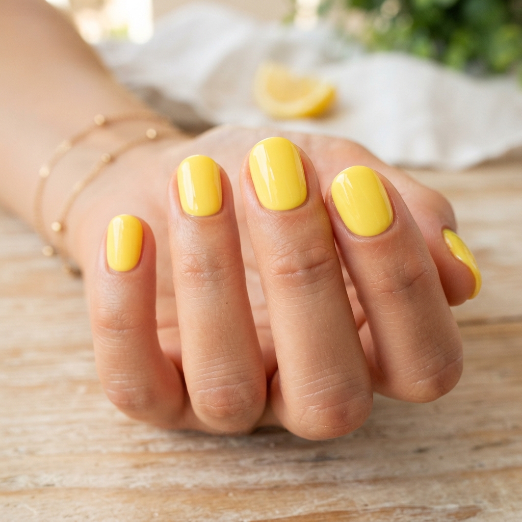 30 short Summer Nails 2025 ideas You'll Want to save Now 17 Lemon Yellow Nail Ideas