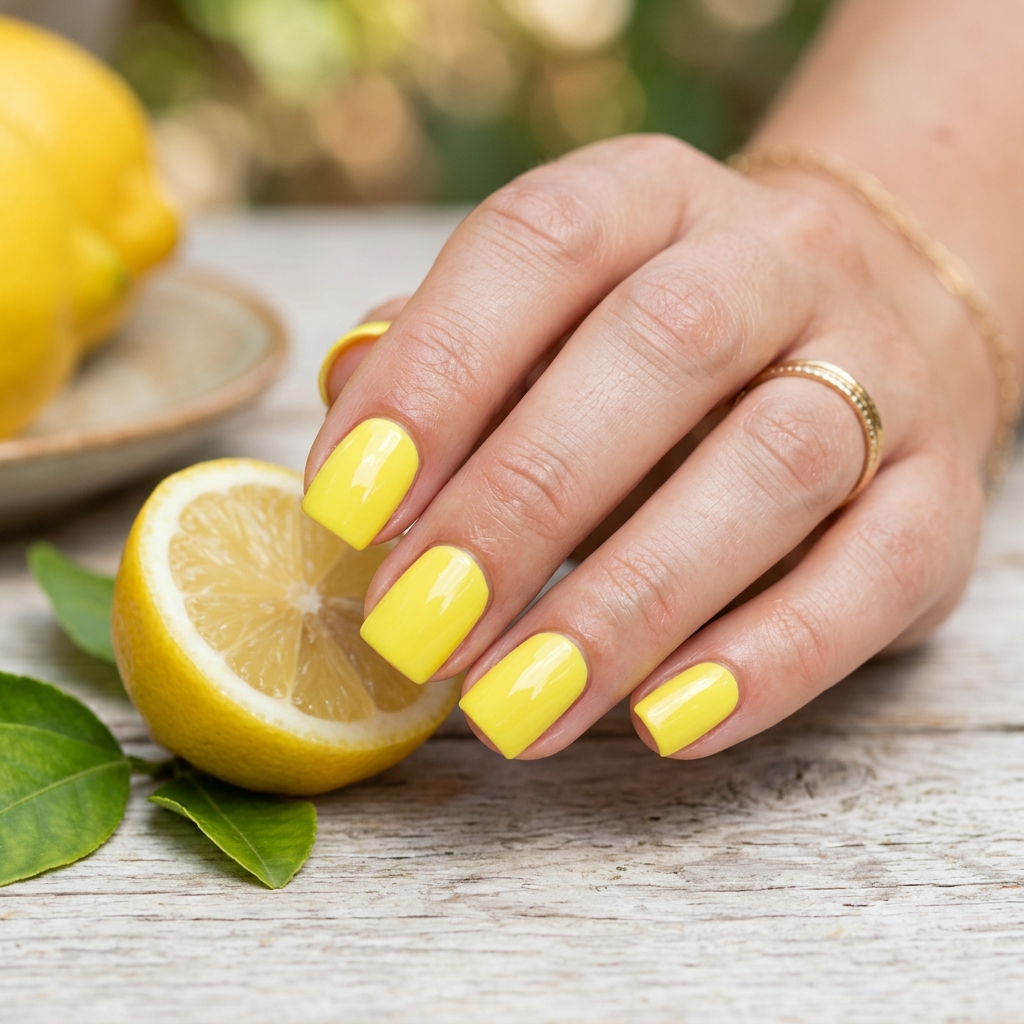 Lemon Yellow Nail Idea