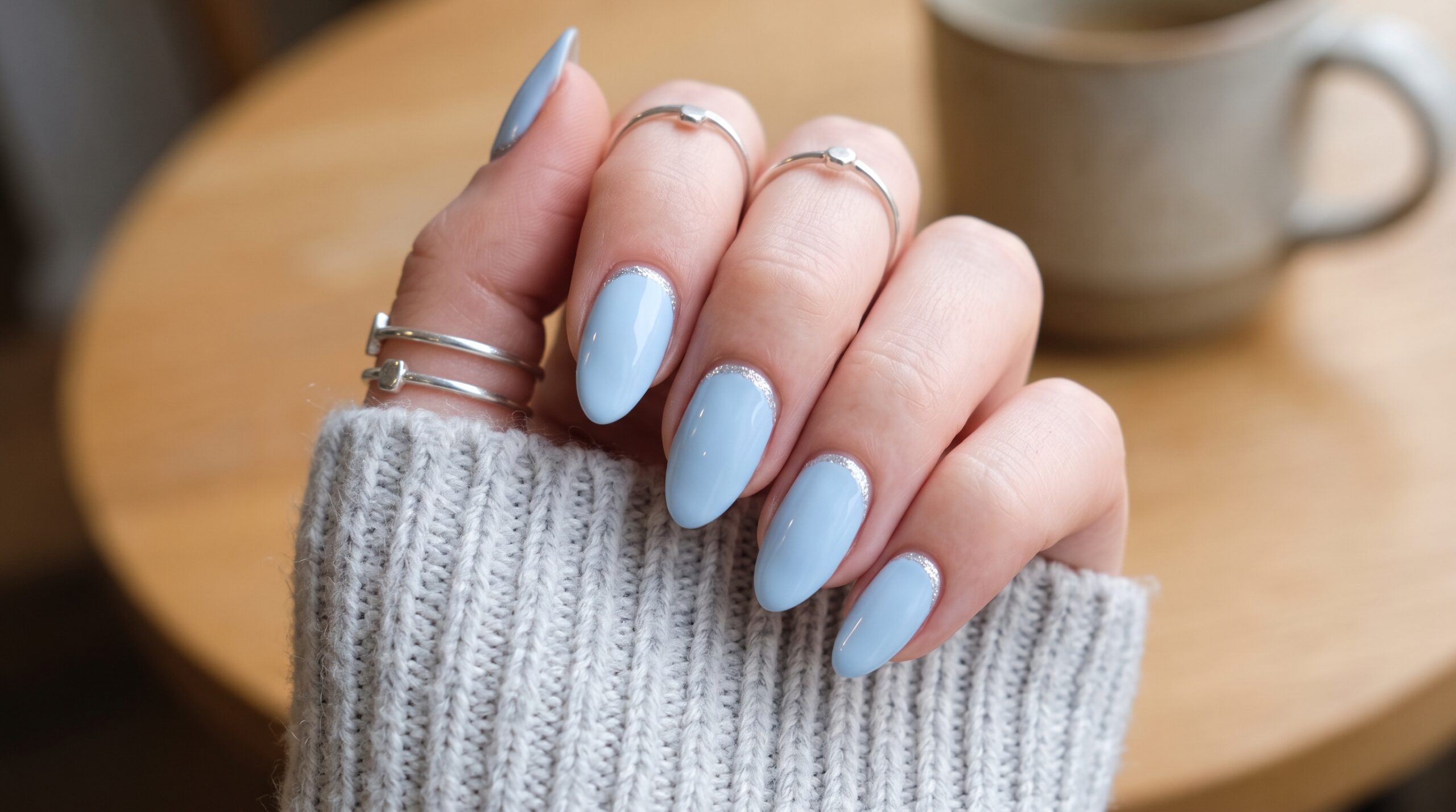 light blue nails