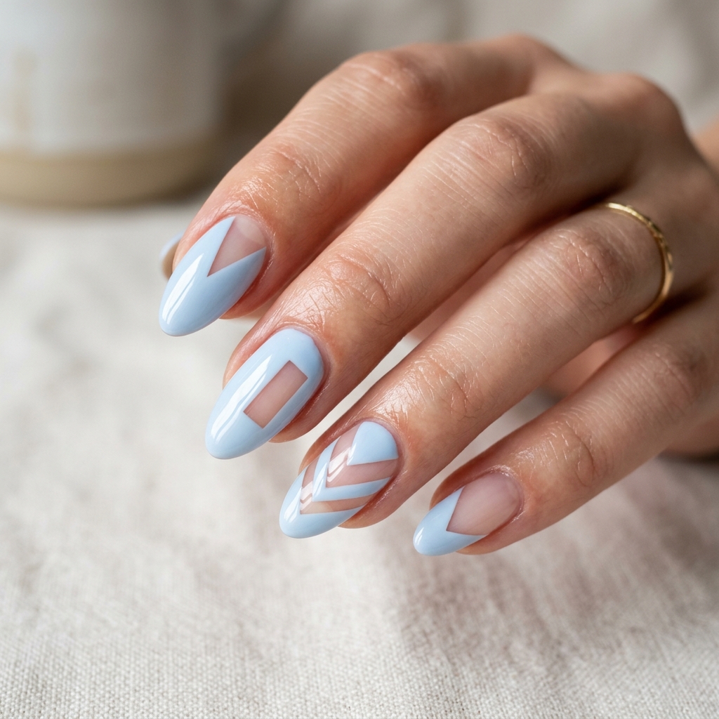 Light Blue Nails 30: Shades, Designs & Inspo for Every Style 13 Negative Space Light Blue Nails Ideas