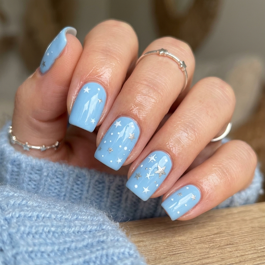 Light Blue Nails 30: Shades, Designs & Inspo for Every Style 30 Light Blue Star Accent Nails Ideas