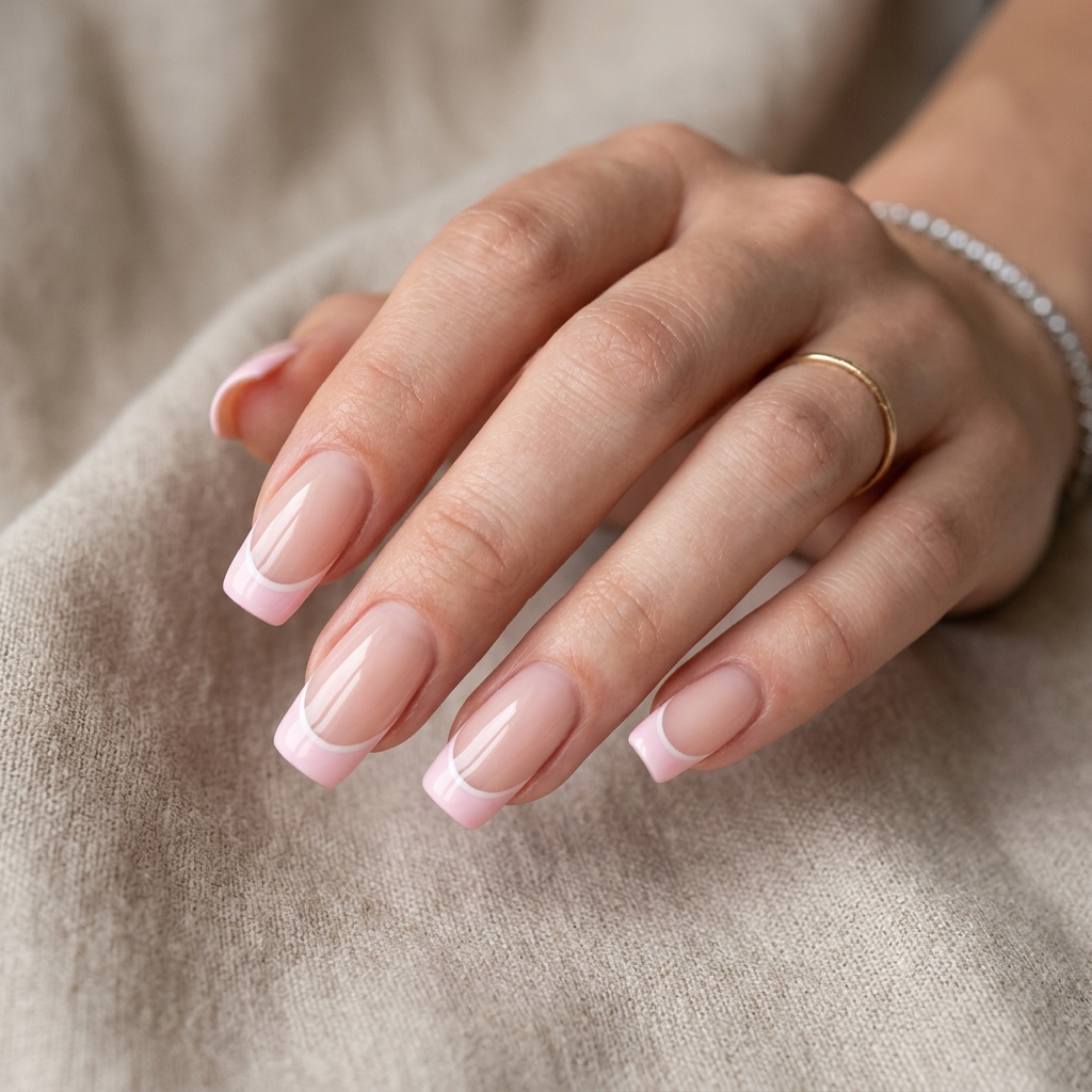 Light Pink Coffin Tip Nail Ideas