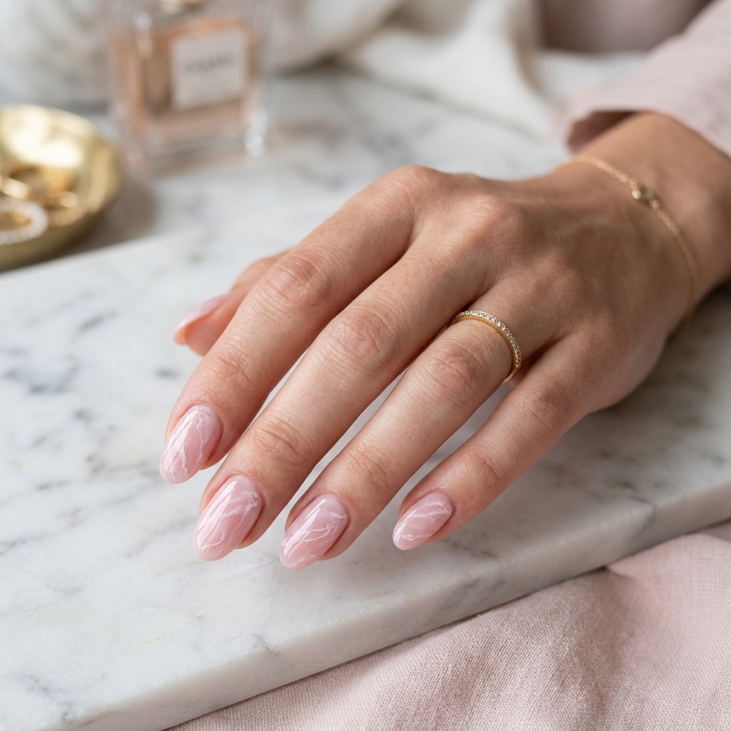 Marble Light Pink Nails Ideas