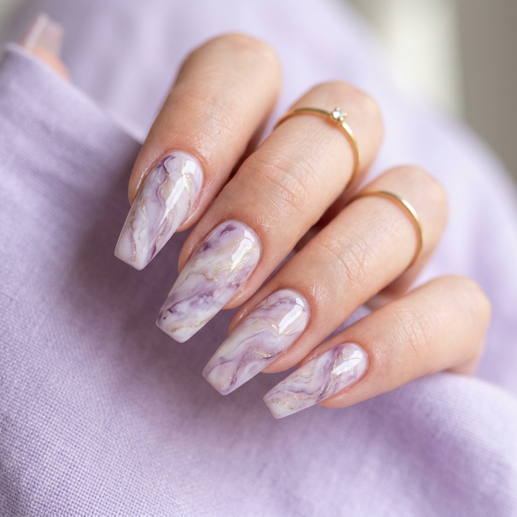 Lilac Marble June Nails 2026 Ideas
