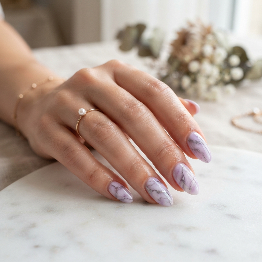 30 Pastel Spring Nails Ideas You'll Want to Pin Now 7 Lilac Marble Nail Ideas