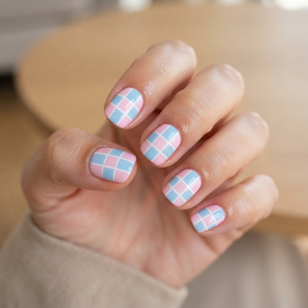 30 Pastel Spring Nails Ideas You'll Want to Pin Now 18 Pastel Checkerboard Nail Ideas