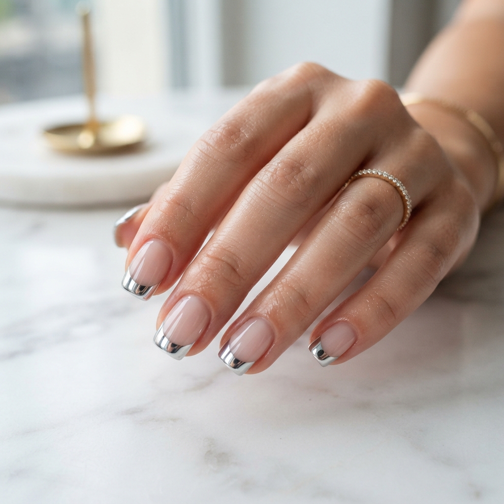 30 Winter Wonderland Nails Ideas You'll Want to Save 21 Icy Chrome French Tip Ideas