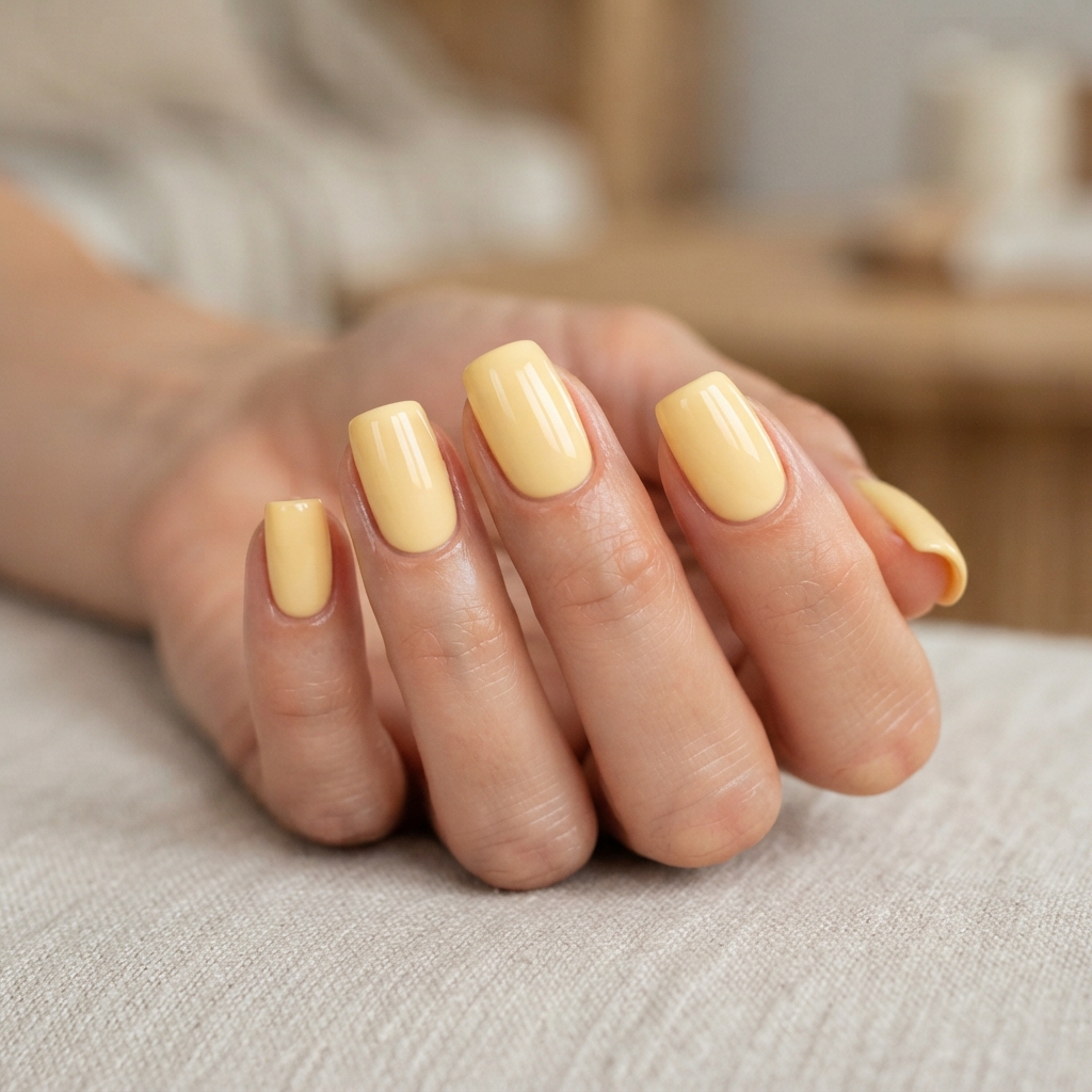 30 Pastel Spring Nails Ideas You'll Want to Pin Now 13 Butter Yellow Glossy Nail Ideas