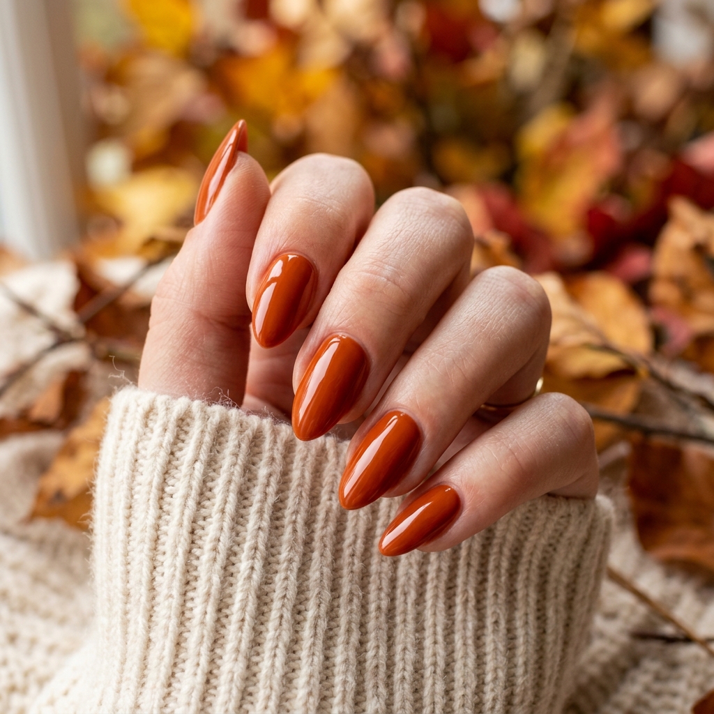 30 Cute Fall Nails Ideas for a Stylish Autumn Look 2 Burnt Orange Nail Ideas