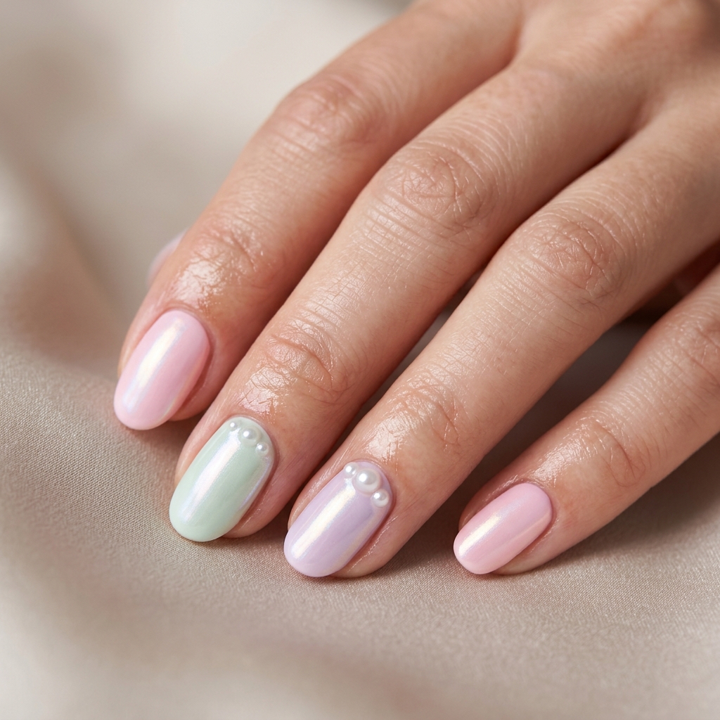 30 Pearl Nails Ideas to Inspire Your Next Manicure 9 Pastel Pearl Nails Ideas