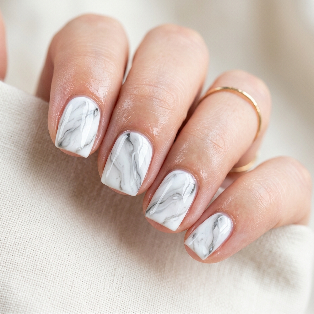 Simple Short Nails Ideas: 30 Creative Looks to Inspire Your Next Manicure 27 Clean Marble Effect Idea