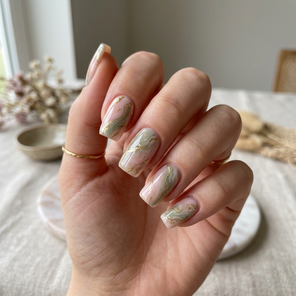 30 April Nails Ideas to Brighten Up Your Spring Look 23 Marble April Nails Design Idea
