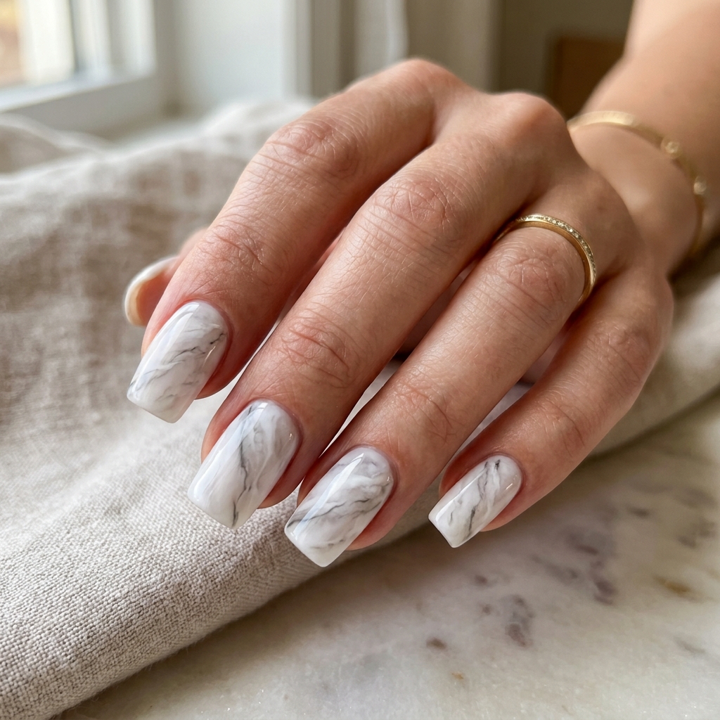 Subtle Marble Nail Idea