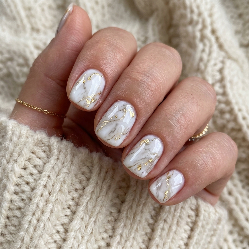 Marble Short Gel Nail Ideas