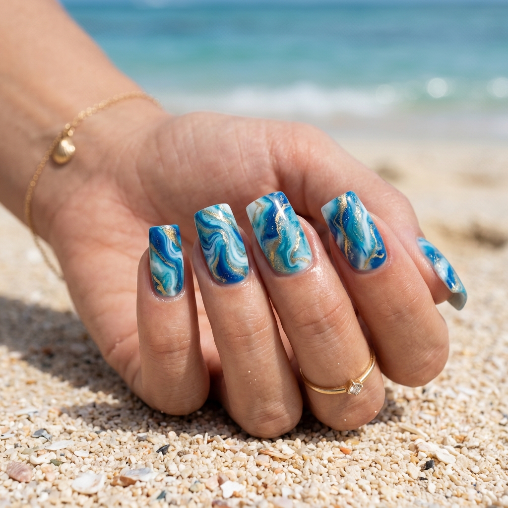 Vacation Nails Ideas: 30 Fun and Breezy Ways to Style Your Manicure 22 Marble Vacation Nails Idea