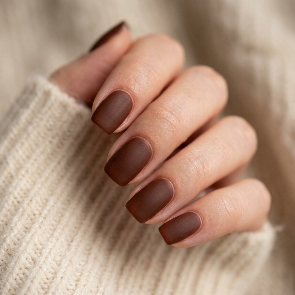 30 November Nails Inspo: Thanksgiving Ready Manicures You'll Love 15 Matte Chestnut November Nails