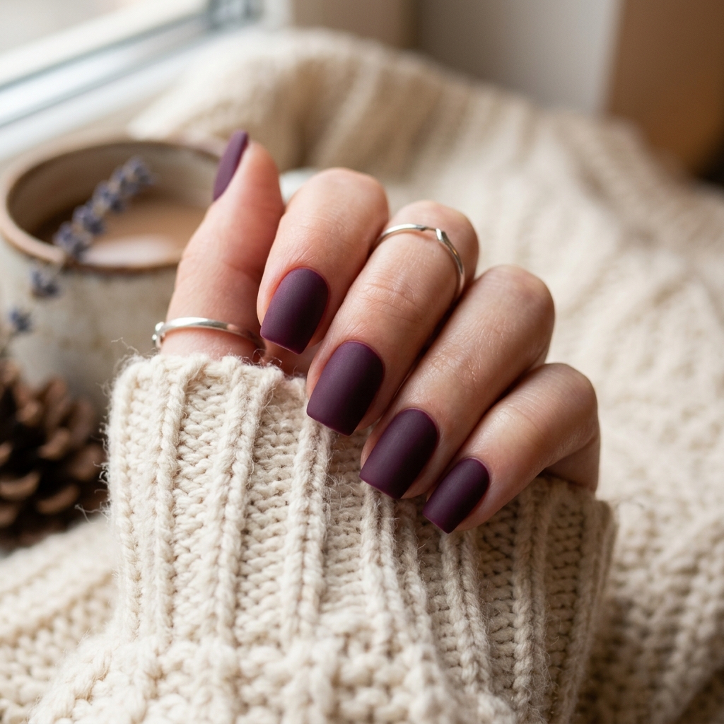 Matte Winter Nail Idea
