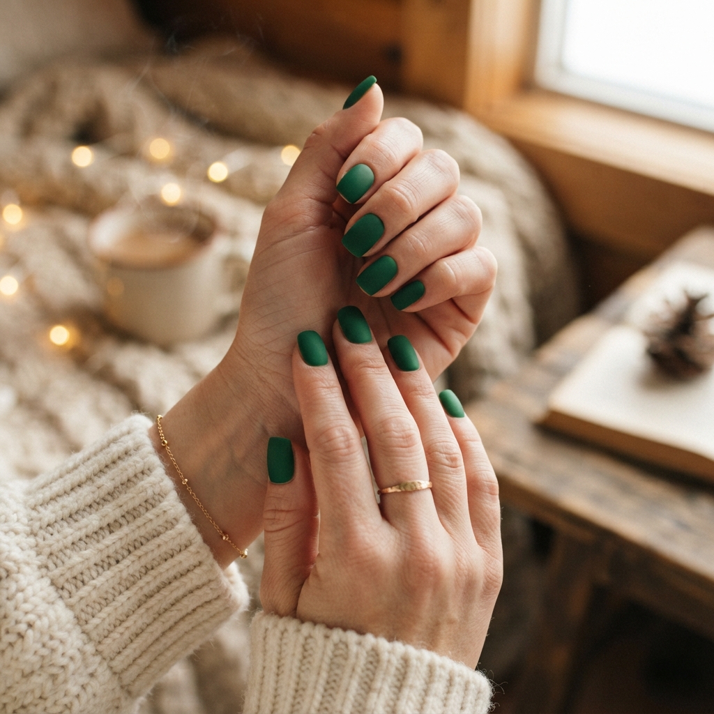 December Nails: 30 Creative Ideas to Try This Holiday Season 7 Deep Green Nail Ideas