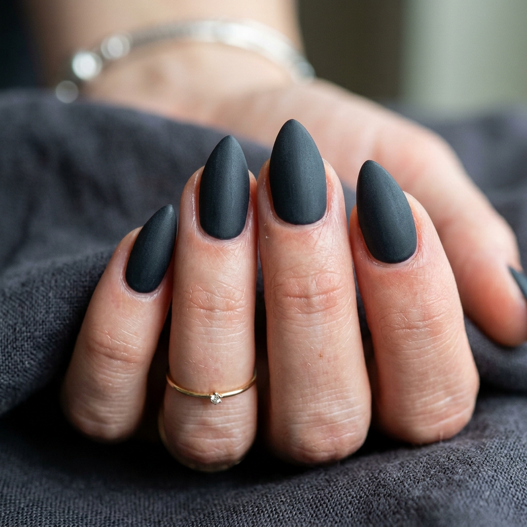 Short Almond Nails Ideas: 30 Elegant Ways to Style a Practical Shape 6 Matte Finish Short Almond Nail Idea