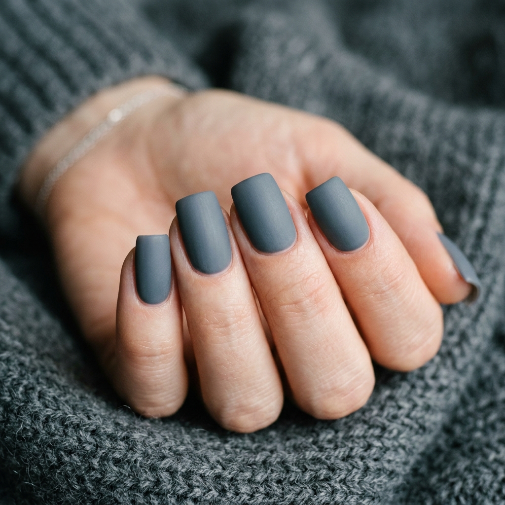 January Nails Ideas: 30 Fresh and Frosty Ways to Start the Year 8 Matte Gray January Nails Idea