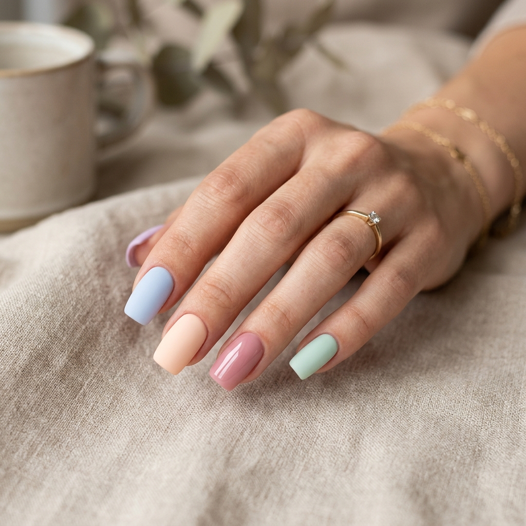 30 April Nails Ideas to Brighten Up Your Spring Look 19 Matte Finish April Nails Idea