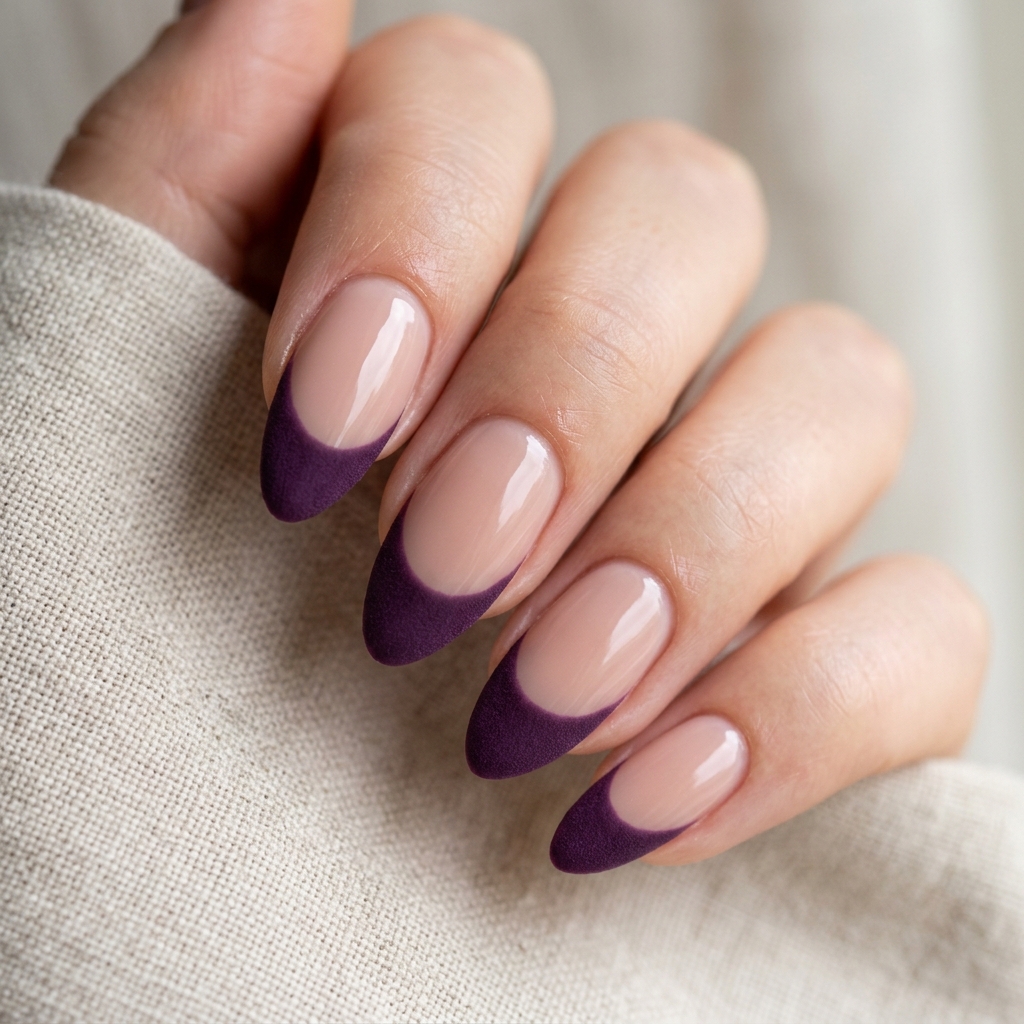 30 Purple French Tip Nails Ideas You'll Want to Save Now 7 Matte Purple French Tip Nails Ideas