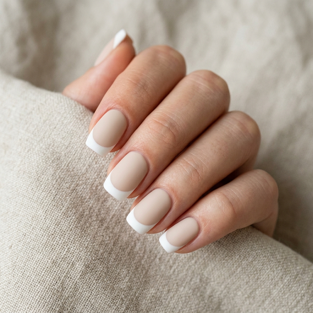 Matte White French Tip Nails Idea