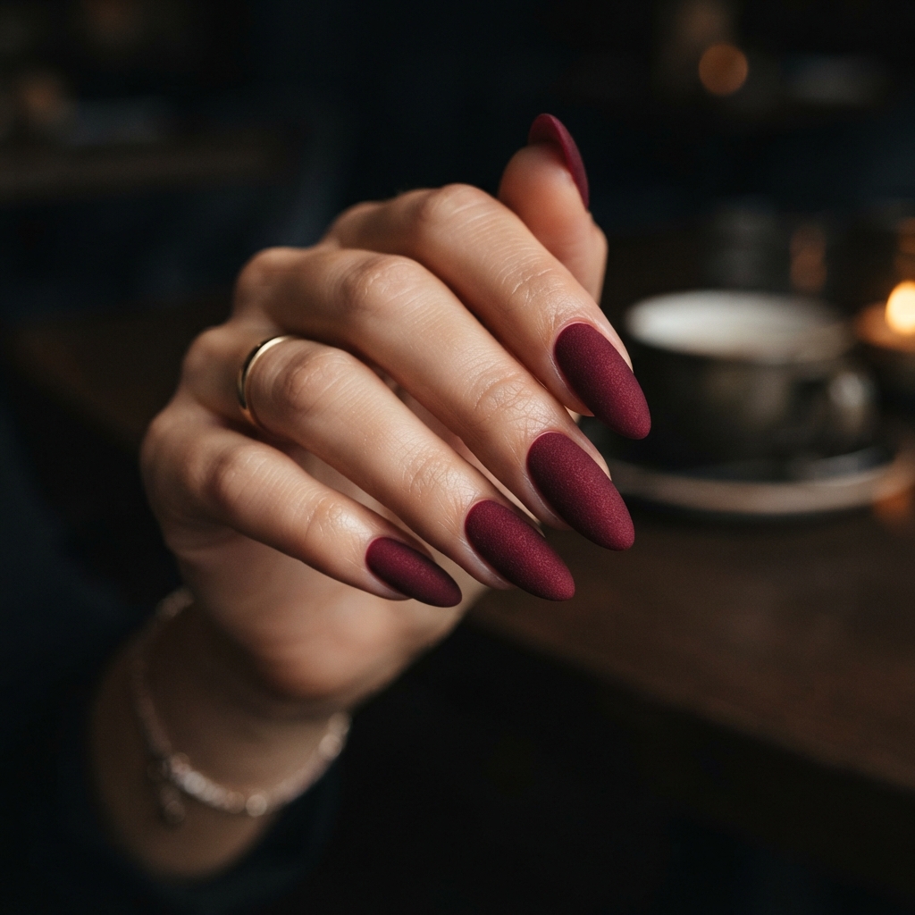 30 Cute Fall Nails Ideas for a Stylish Autumn Look 29 Wine Red Velvet Nail Ideas